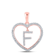 1/4CTW-DIA CN INITIAL "F" HEART PENDANT