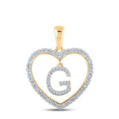 1/4CTW-DIA CN INITIAL "G" HEART PENDANT