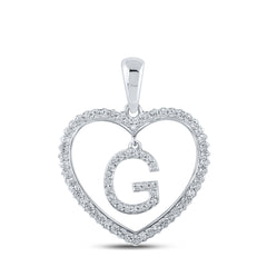 1/4CTW-DIA CN INITIAL "G" HEART PENDANT