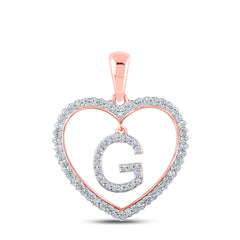 1/4CTW-DIA CN INITIAL "G" HEART PENDANT
