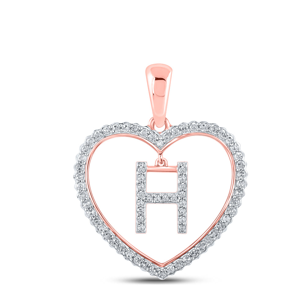 1/4CTW-DIA CN INITIAL "H" HEART PENDANT