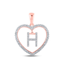 1/4CTW-DIA CN INITIAL "H" HEART PENDANT