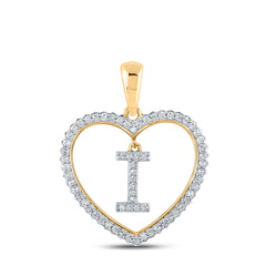 1/4CTW-DIA CN INITIAL "I" HEART PENDANT