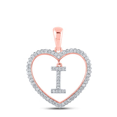 1/4CTW-DIA CN INITIAL "I" HEART PENDANT