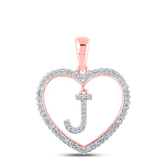 1/4CTW-DIA CN INITIAL "J" HEART PENDANT