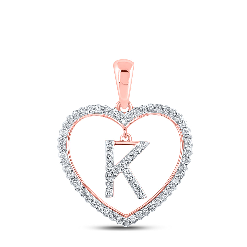 1/4CTW-DIA CN INITIAL "K" HEART PENDANT
