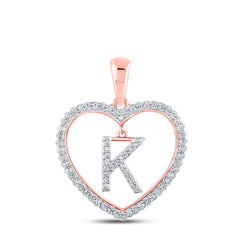 1/4CTW-DIA CN INITIAL "K" HEART PENDANT