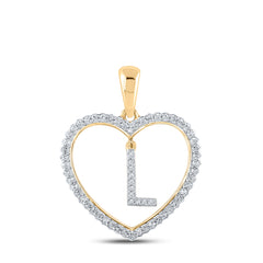 1/4CTW-DIA CN INITIAL "L" HEART PENDANT