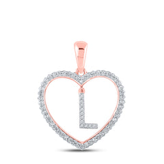 1/4CTW-DIA CN INITIAL "L" HEART PENDANT
