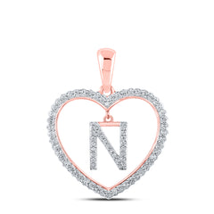 1/4CTW-DIA CN INITIAL "N" HEART PENDANT