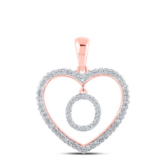 1/4CTW-DIA CN INITIAL "O" HEART PENDANT