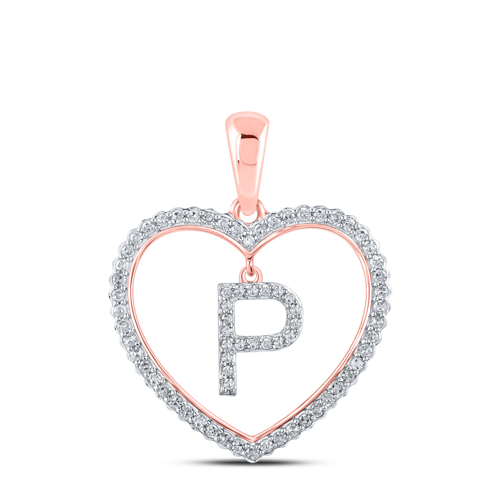 1/4CTW-DIA CN INITIAL "P" HEART PENDANT