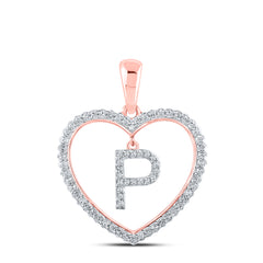 1/4CTW-DIA CN INITIAL "P" HEART PENDANT