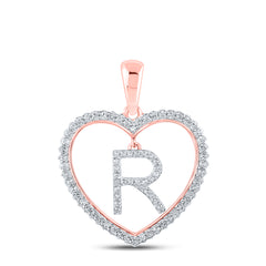 1/4CTW-DIA CN INITIAL "R" HEART PENDANT
