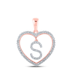 1/4CTW-DIA CN INITIAL "S" HEART PENDANT