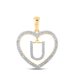 1/4CTW-DIA CN INITIAL "U" HEART PENDANT