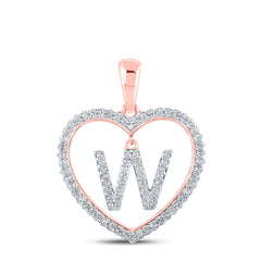 1/4CTW-DIA CN INITIAL "W" HEART PENDANT