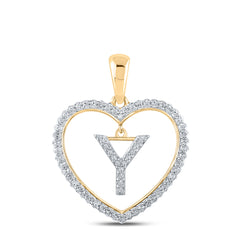 1/4CTW-DIA CN INITIAL "Y" HEART PENDANT