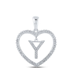 1/4CTW-DIA CN INITIAL "Y" HEART PENDANT