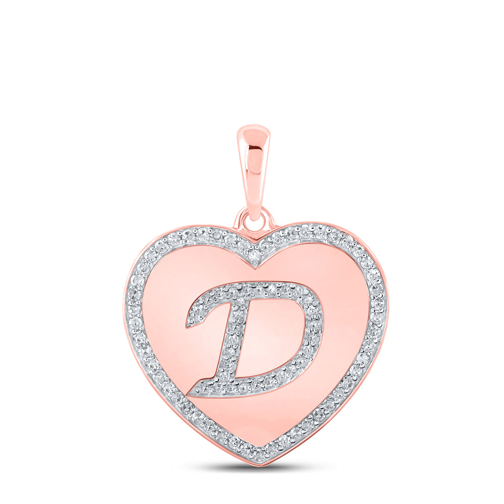 1/4CTW-DIA CN INITIAL "D" HEART PENDANT