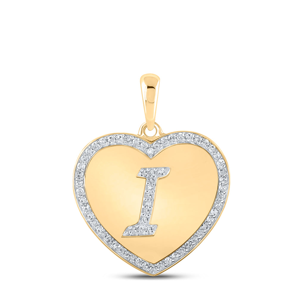 1/4CTW-DIA CN INITIAL "I" HEART PENDANT