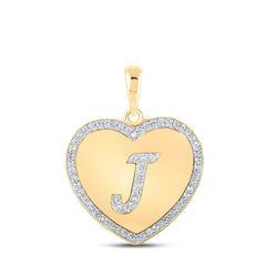 1/4CTW-DIA CN INITIAL "J" HEART PENDANT