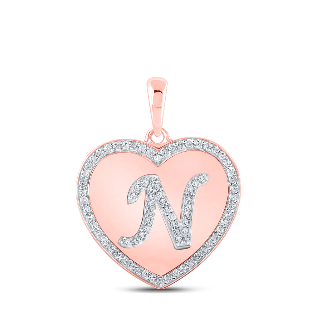 1/4CTW-DIA CN INITIAL "N" HEART PENDANT