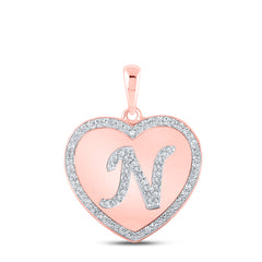 1/4CTW-DIA CN INITIAL "N" HEART PENDANT