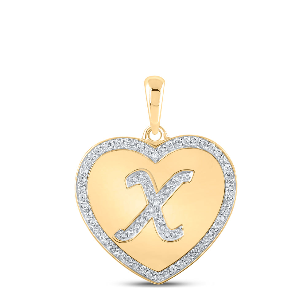 1/4CTW-DIA CN INITIAL "X" HEART PENDANT