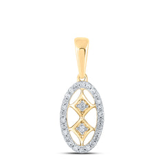 10K Yellow Gold 1/12 CTW-Natural Diamond P1P2 Gift Oval Pendant 0.68 Gram