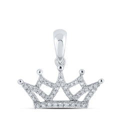 10K White Gold 1/6 CTW-Natural Diamond Crown Gift Pendant 1.39 Gram