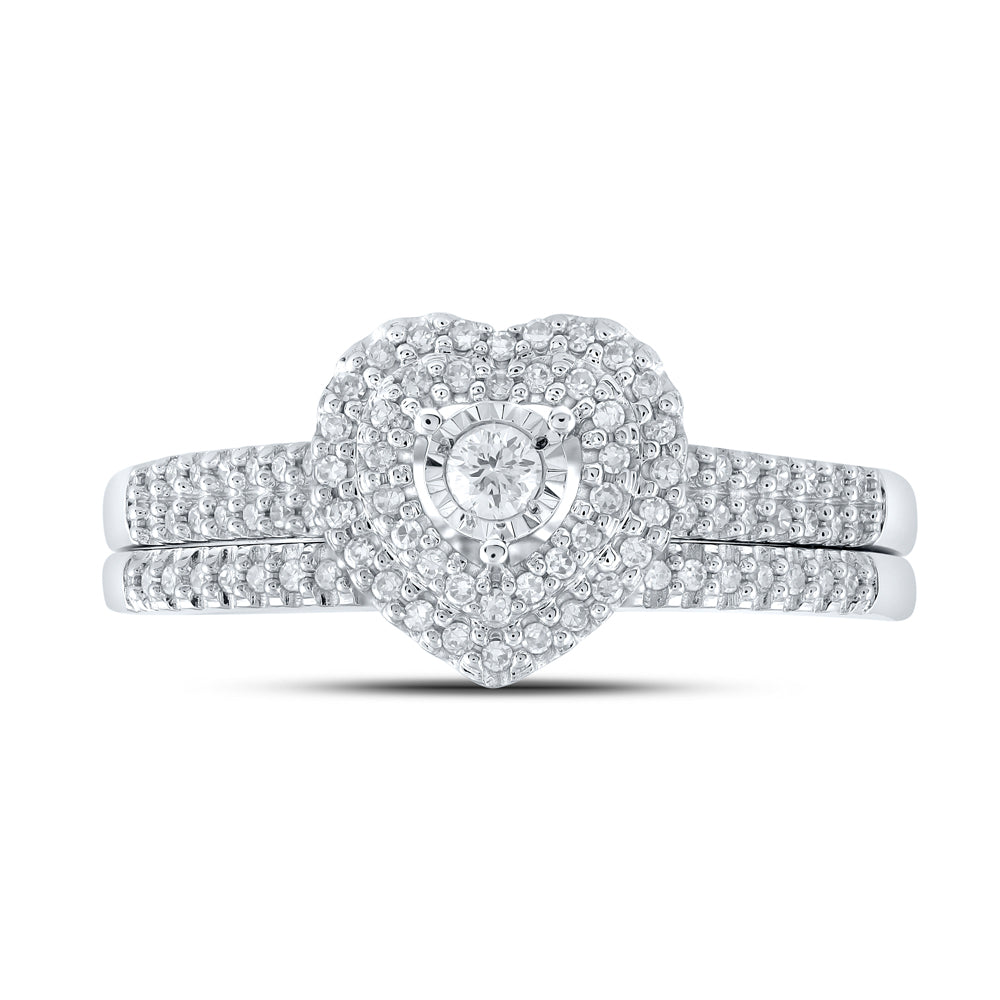 1/3CTW-DIA CN HEART DOUBLE HALO BRIDAL SET