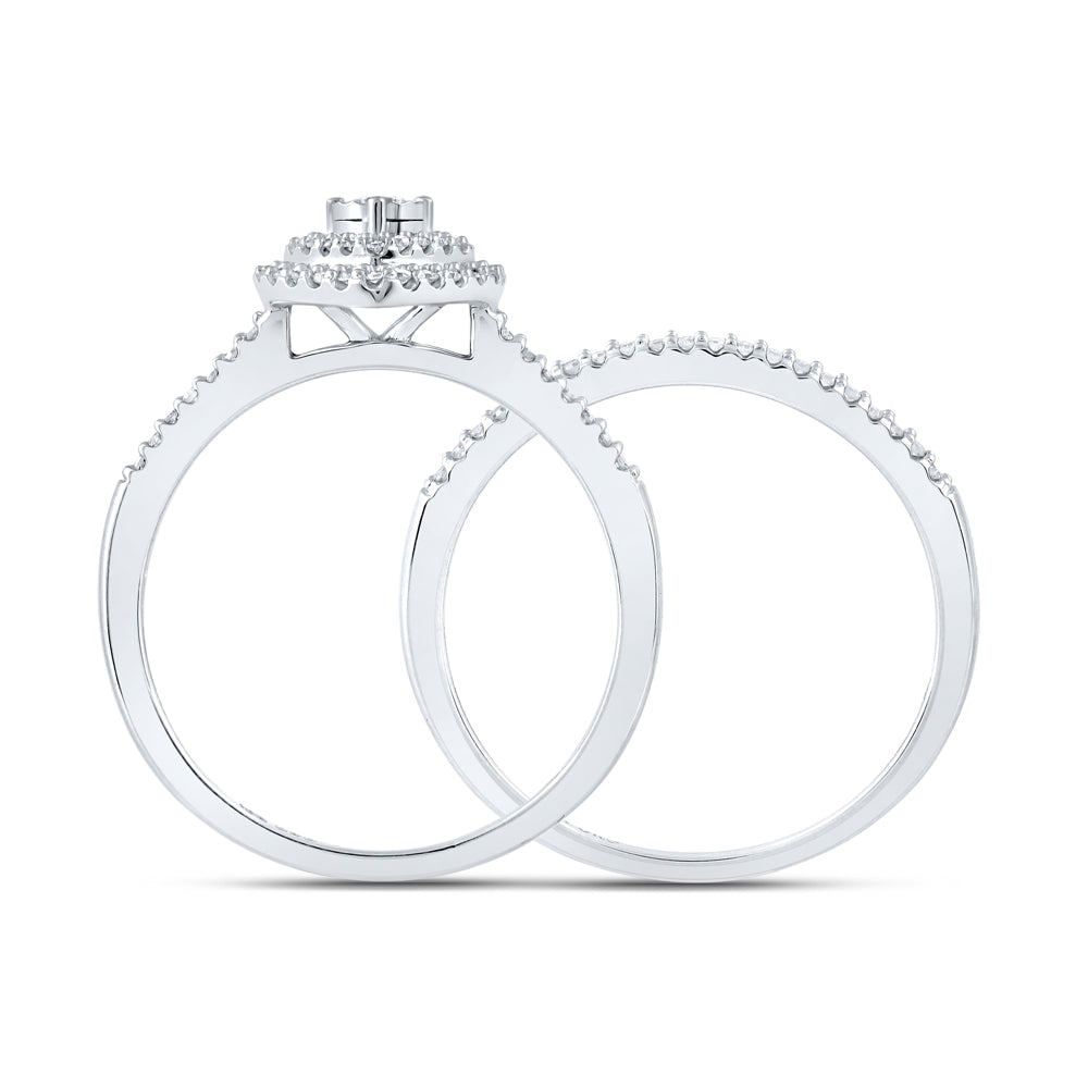 1/3CTW-DIA CN HEART DOUBLE HALO BRIDAL SET