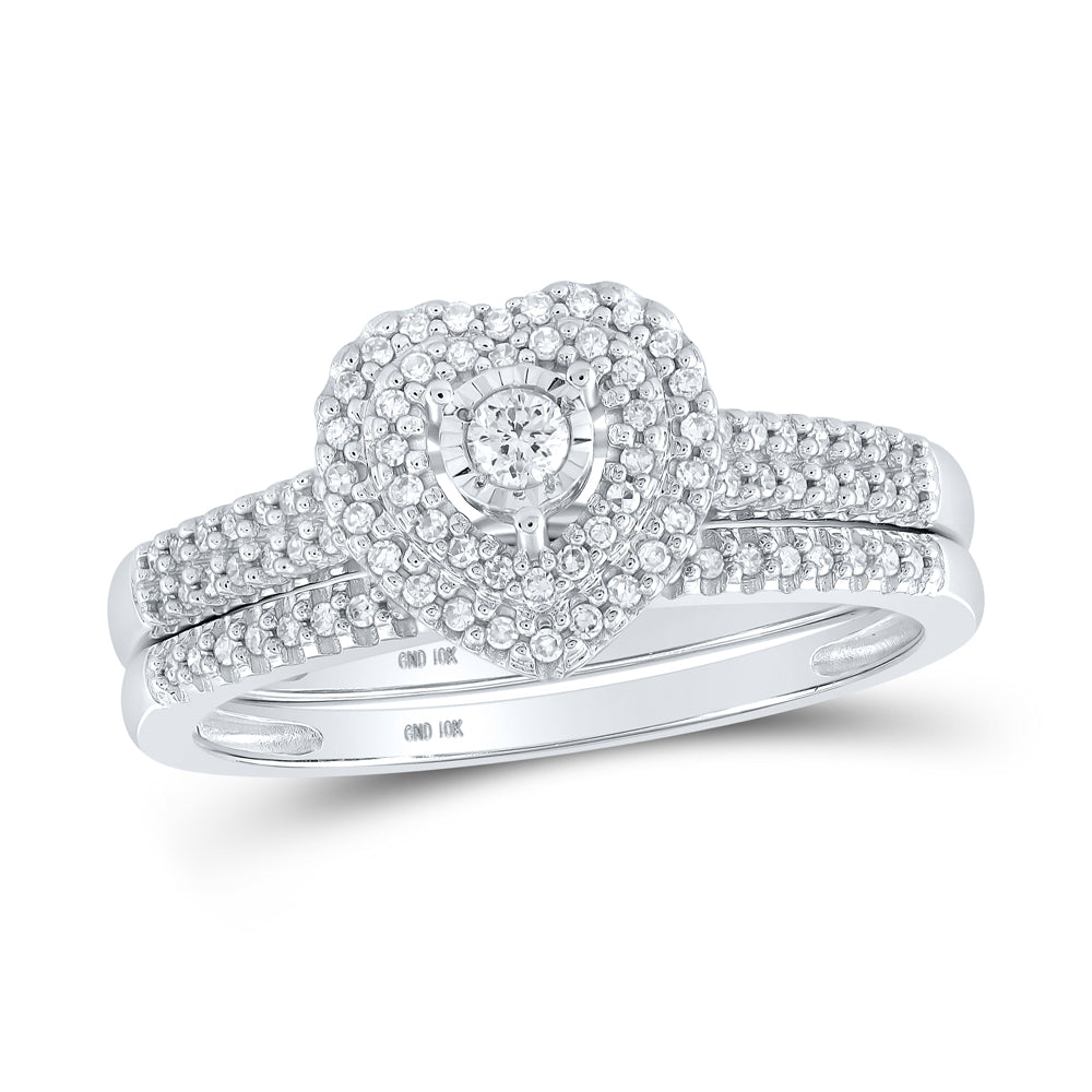 1/3CTW-DIA CN HEART DOUBLE HALO BRIDAL SET