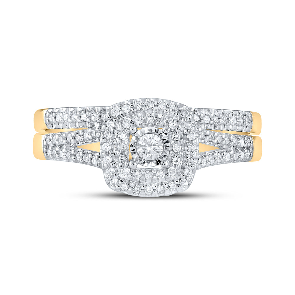 1/4CTW-DIA CN DOUBLE HALO BRIDAL SET