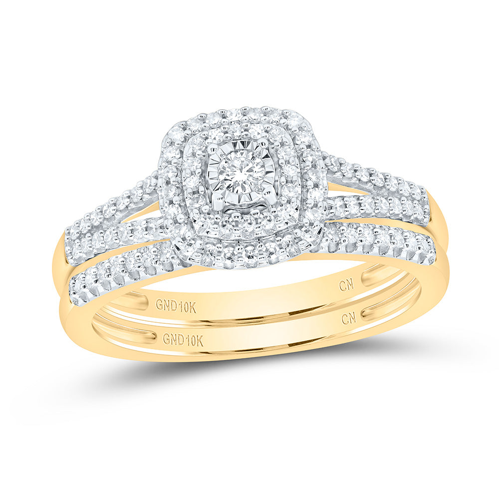 1/4CTW-DIA CN DOUBLE HALO BRIDAL SET