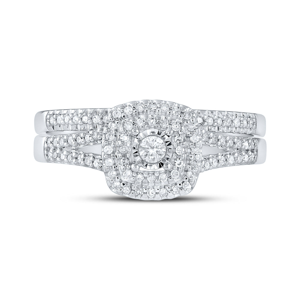1/4CTW-DIA CN DOUBLE HALO BRIDAL SET