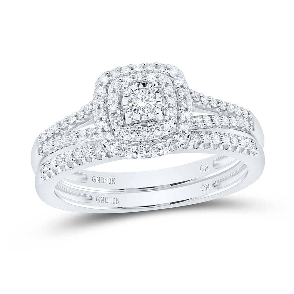 1/4CTW-DIA CN DOUBLE HALO BRIDAL SET
