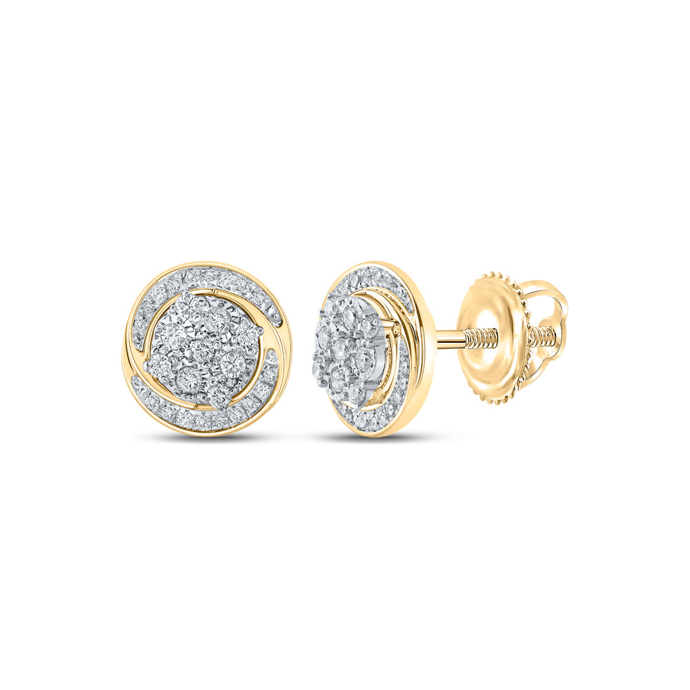 10K Yellow Gold 1/5 CTW-Natural Diamond Fanuk Round Earring 1.3 Gram