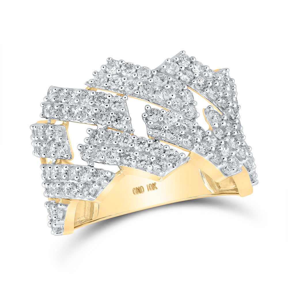 10K Yellow Gold 2 1/3 CTW-Natural Diamond Mens Ring 6.85 Gram
