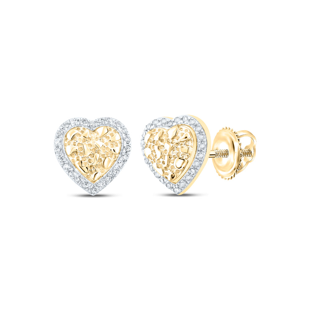1/10CTW-DIA CN NUGGET HEART EARRING