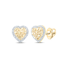 1/10CTW-DIA CN NUGGET HEART EARRING