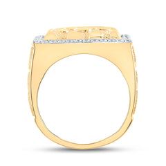 7/8CTW-DIA NK NUGGET MENS RING