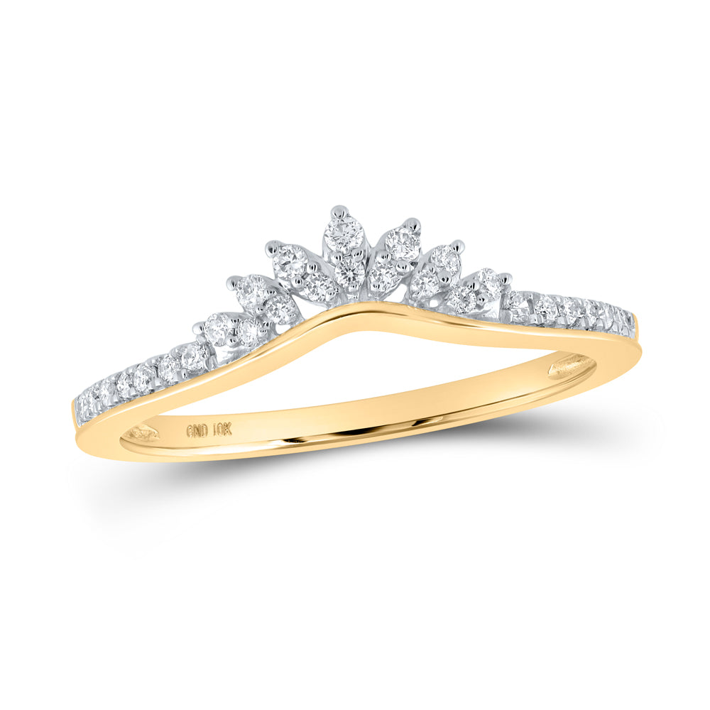 10K Yellow Gold 1/6 CTW-Natural Diamond Crown Enhancer Ring 1.51 Gram