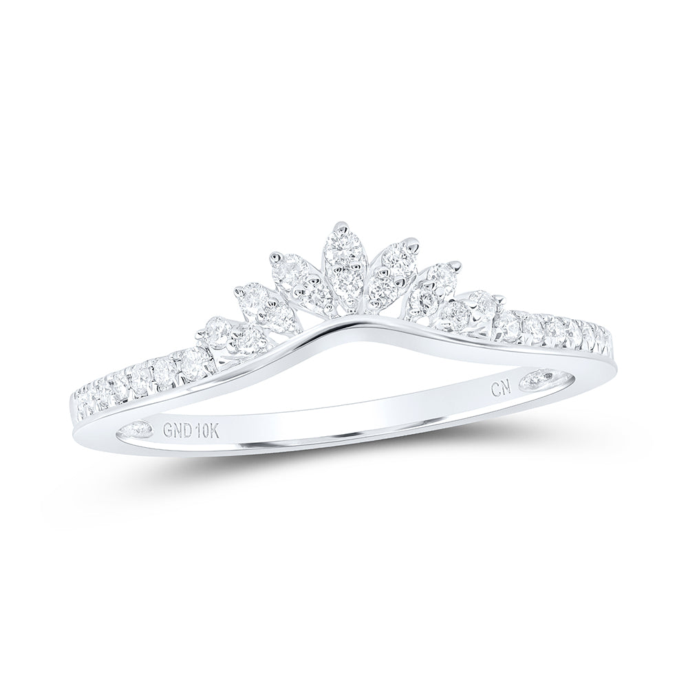 10K White Gold 1/6 CTW-Natural Diamond Crown Enhancer Ring 1.51 Gram
