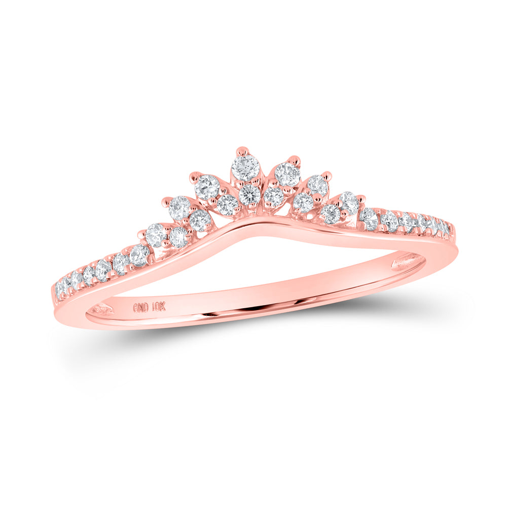 10K Rose Gold 1/6 CTW-Natural Diamond Crown Enhancer Ring 1.51 Gram