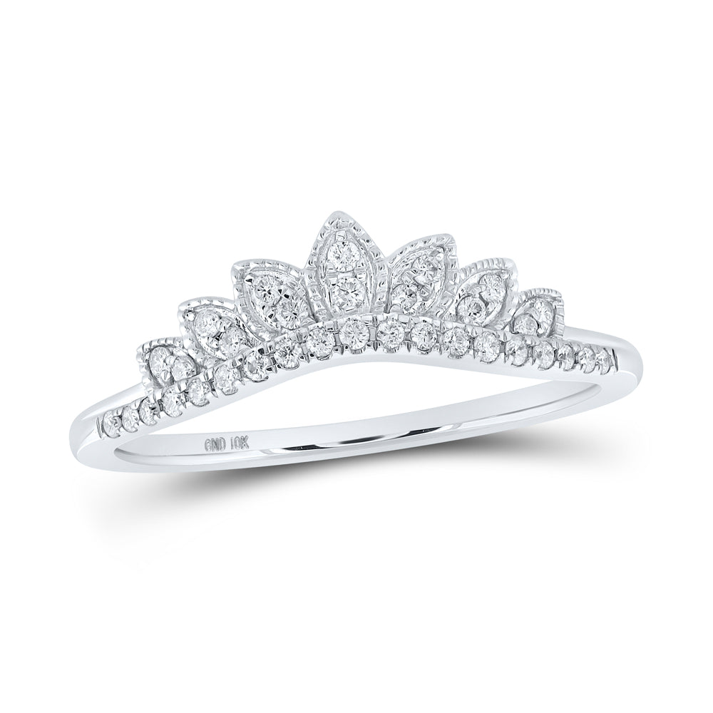 10K White Gold 1/6 CTW-Natural Diamond Crown Enhancer Ring 1.67 Gram