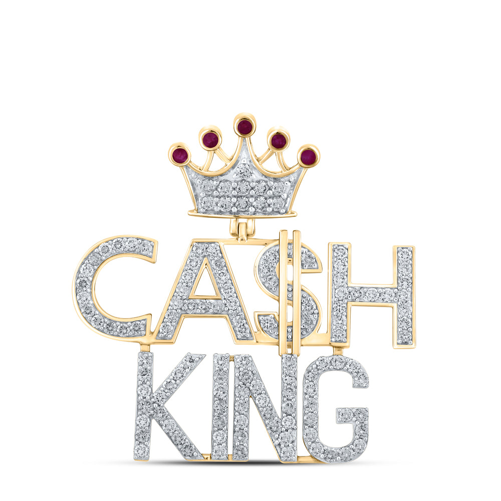 3 1/2CTW-DIA NK 1/5CT-RUBY CASH KING MENS CHARM