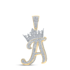 1 1/2CTW-DIA ANA M CROWN INITIAL "A" MENS PENDANT