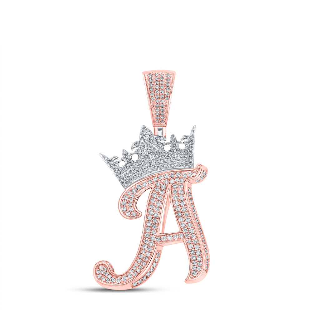 1 1/2CTW-DIA ANA M CROWN INITIAL "A" MENS PENDANT